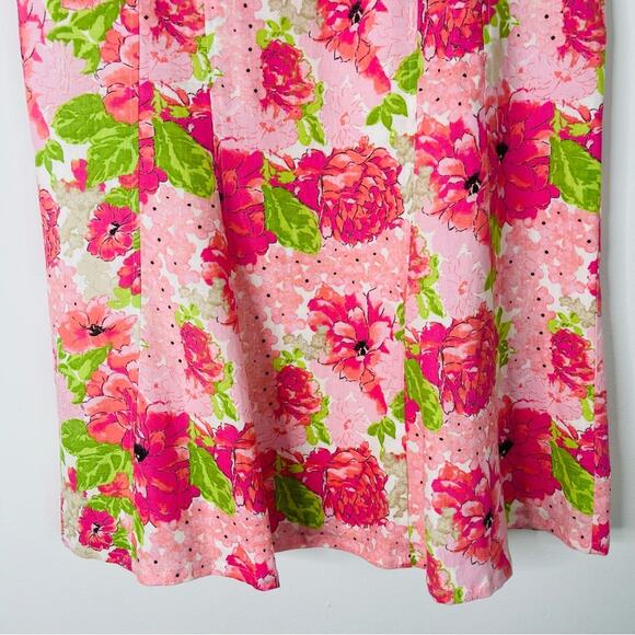 Kim Rogers pink green floral linen cottagecore midi skirt 14 - Picture 3 of 6